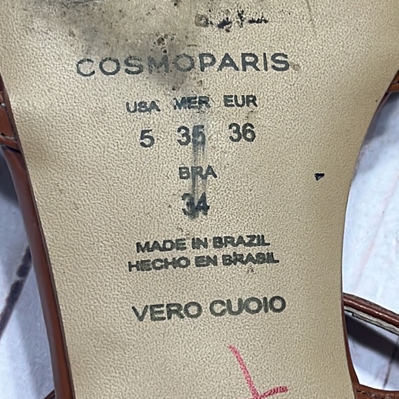 Cosmoparis BRA Brown Leather Roman Sandals Size 5 Vero Cuoio - Picture 7 of 7